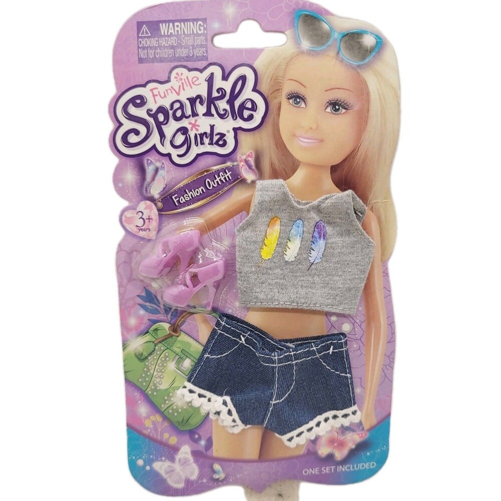 Funville Sparkle Glitz Tank Top Shorts Shoes 12" Doll Fashion Outfit Shirt 2015